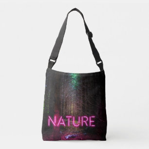 Bolso Cruzado Signo de neón magenta de la naturaleza misteriosa