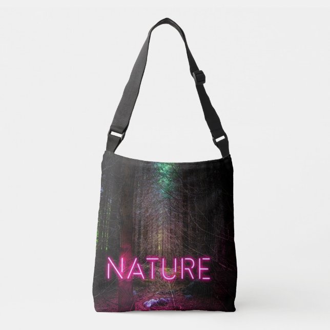 Bolso Cruzado Signo de neón magenta de la naturaleza misteriosa  (Anverso)