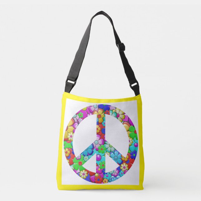 Bolso Cruzado Signo de paz hippy Tote (Anverso)