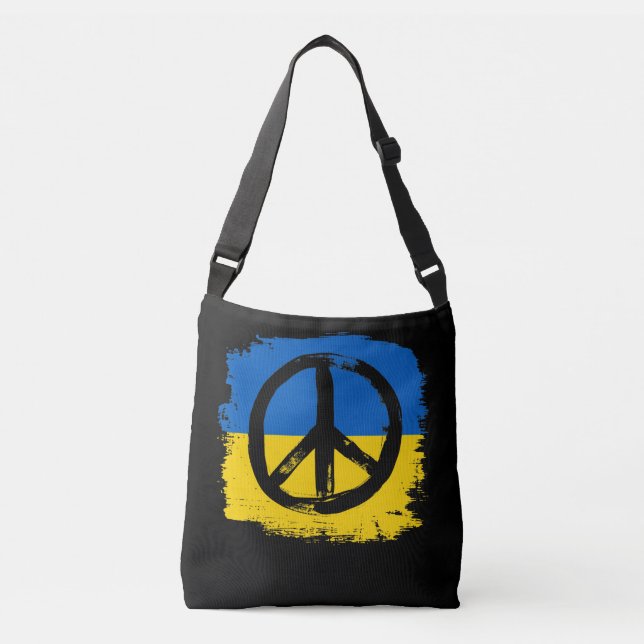 Bolso Cruzado Signo de paz, paz para Ucrania (Anverso)