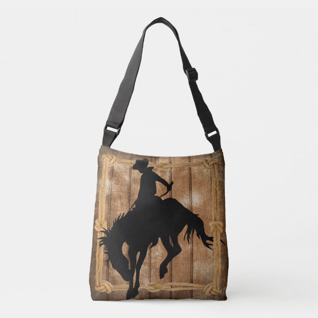 Bolso Cruzado Silhouette Cowboy en un maldito caballo de bronce (Anverso)