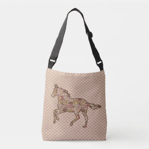 Bolso Cruzado Silhouette de caballo en ejecución, Brown, Tan y C