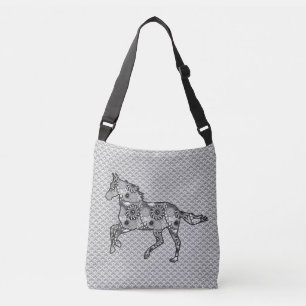 Bolso Cruzado Silhouette de caballo en marcha, Impresiones mixta