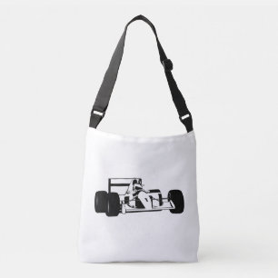 Bolso Cruzado Silueta de coche de carrera blanco y negro