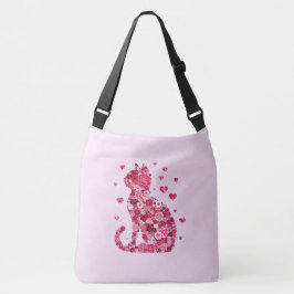 Bolso Cruzado Silueta de gato floral ArtFaux tela envuelta
