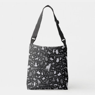Bolso Cruzado Siluetas del perro de pastor alemán - Grayscale