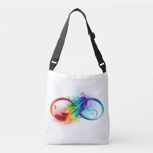 Bolso Cruzado Símbolo de infinito con pluma de arcoíris