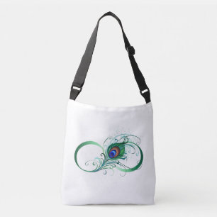 Bolso Cruzado Símbolo infinito con pluma de pavo real