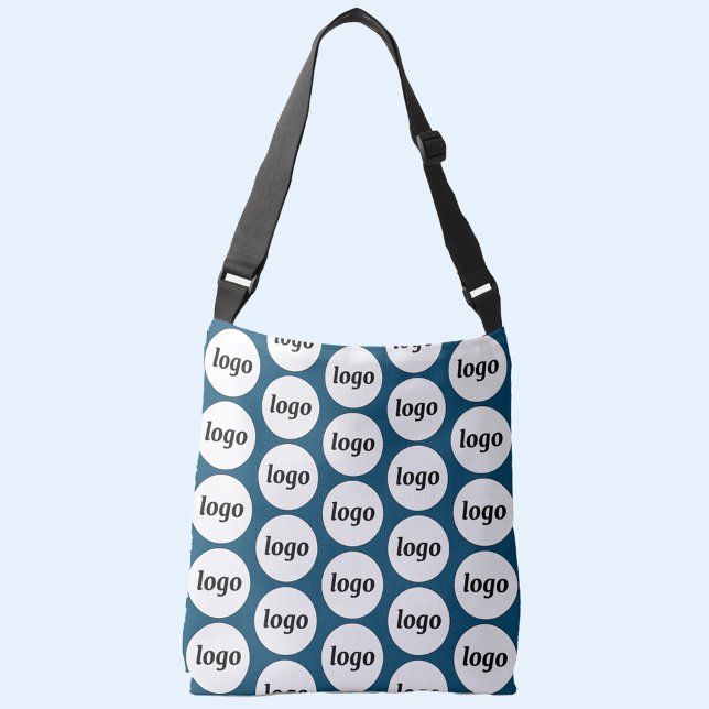Bolso Cruzado Simple Logo Pattern Business Teal Green (Simple logo pattern business branding promotional cross body bag)