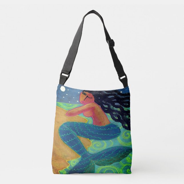 Bolso Cruzado Sirena en la luna Resumen de arte (Anverso)