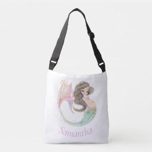 Bolso Cruzado Sirenita Baby Shower. Bajo El Mar. Purpurina