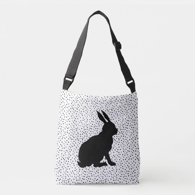 Bolso Cruzado Sitting Rabbit Silhouette Polka puntos blancos (Anverso)