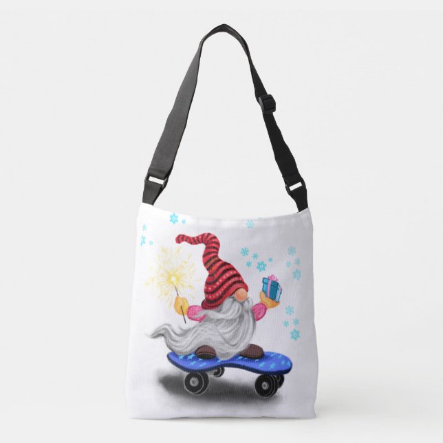 Bolso Cruzado Skater Gnome Navidades Crossbody Bag (Anverso)