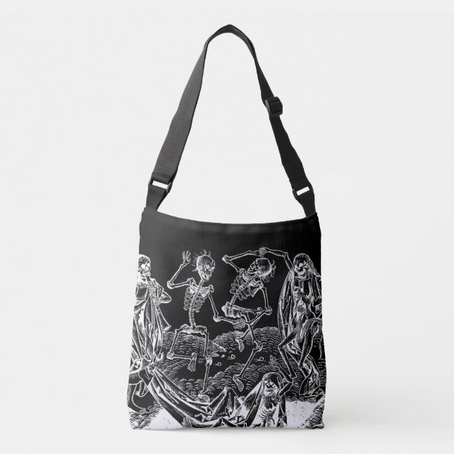 Bolso Cruzado Skeleton Danse Macabre Black Tote Bag (Anverso)