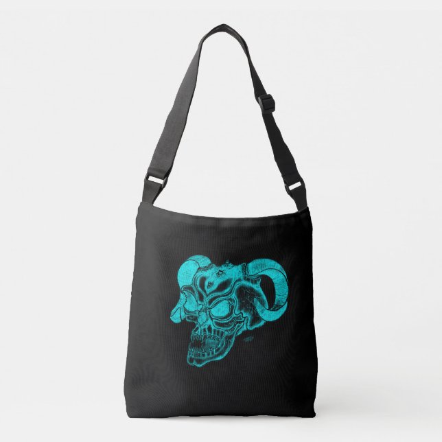 Bolso Cruzado Skull Devil Head Black and Green Design (Anverso)