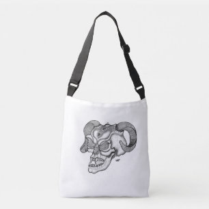 Bolso Cruzado Skull Devil Head Black and White Design