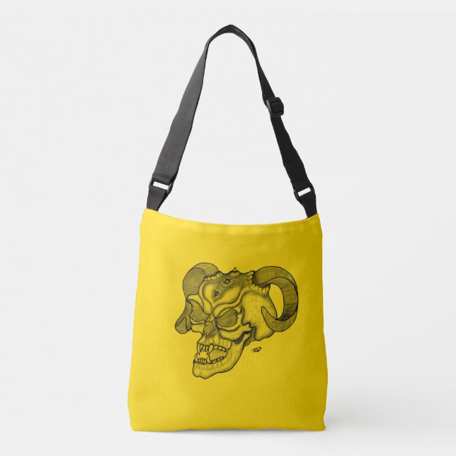 Bolso Cruzado Skull Devil Head Black and Yellow Design (Anverso)