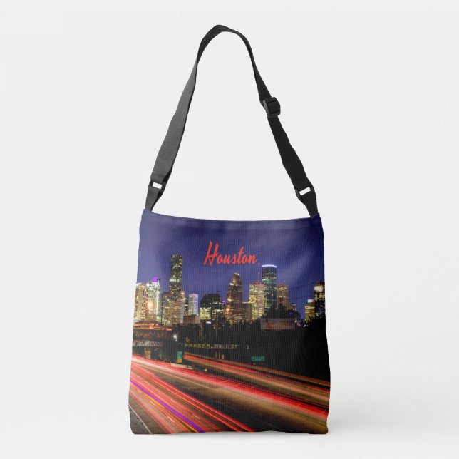 Bolso Cruzado Skyline de Houston Texas (Reverso)