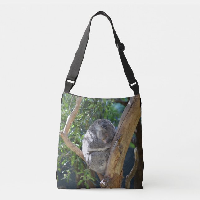 Bolso Cruzado Sleepy Koala en foto de árbol (Anverso)