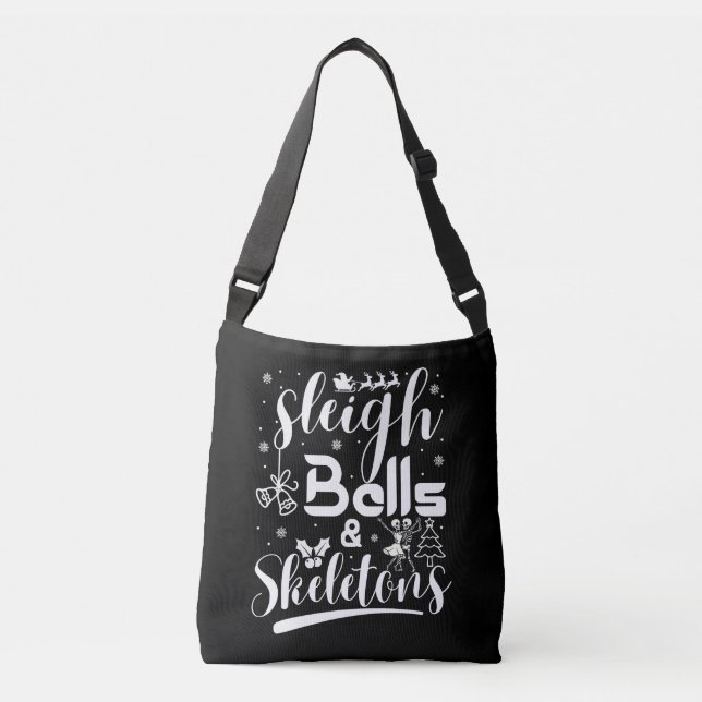 Bolso Cruzado Sleigh bells & skeletons dancing funny christmas (Anverso)