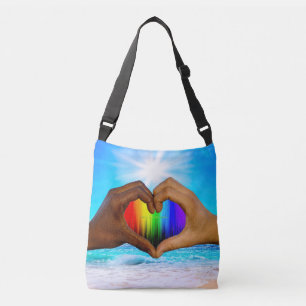 Bolso Cruzado SlipperyJoe gradiente de corazón de arcoíris vívid