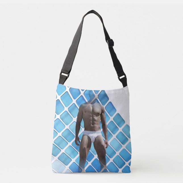 Bolso Cruzado SlipperyJoe hombre muscular seis empates abs macho (Anverso)