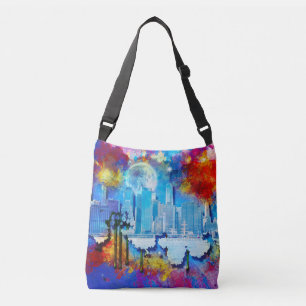 Bolso Cruzado SlipperyJoe NYC grafiti luna rodeada de nubes dram