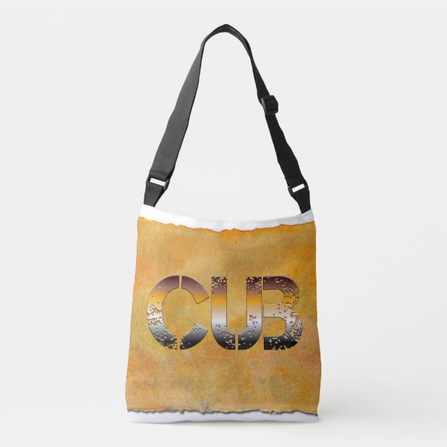 Bolso Cruzado SlipperyJoe's cub word naranja-tonos marrones pro (Anverso)