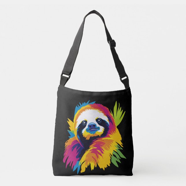 Bolso Cruzado Sloth Portrait Illustration Watercolour Painting (Anverso)