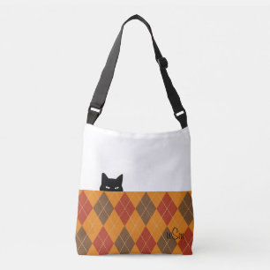 Bolso Cruzado Sneaky Cat Argyle Brown Naranja Crossbody Bag