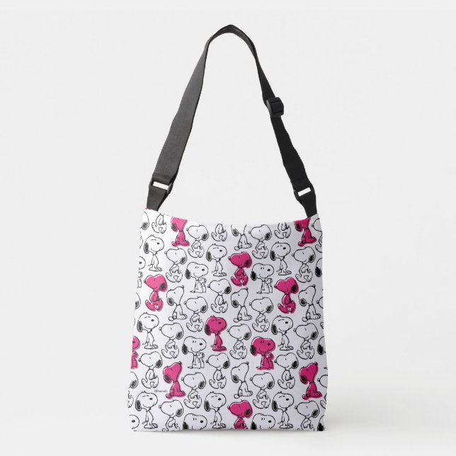Bolso Cruzado Snoopy Black & Magenta Pattern (Anverso)