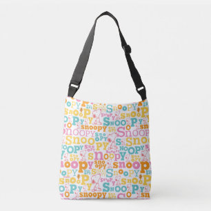 Bolso Cruzado Snoopy Pastel Text Pattern