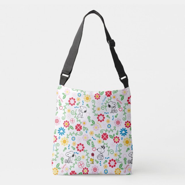 Bolso Cruzado Snoopy So Sweet Flower Pattern (Anverso)