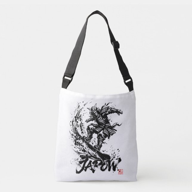 Bolso Cruzado Snowboard Brush Art - Snowboarder Samurai (Anverso)