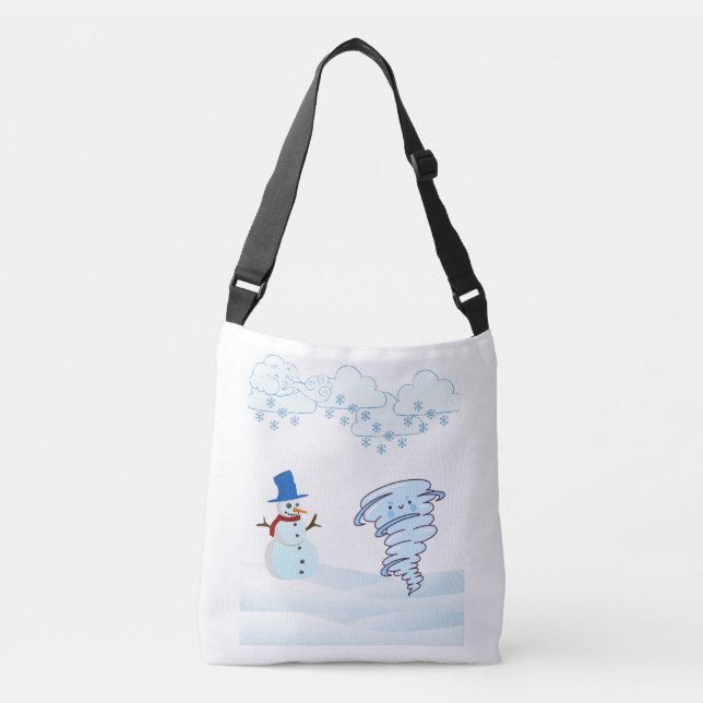 Bolso Cruzado Snowman de invierno y viento (Anverso)