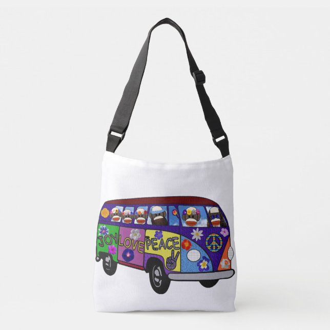 Bolso Cruzado Sock Monkey Peace Bus  (Anverso)