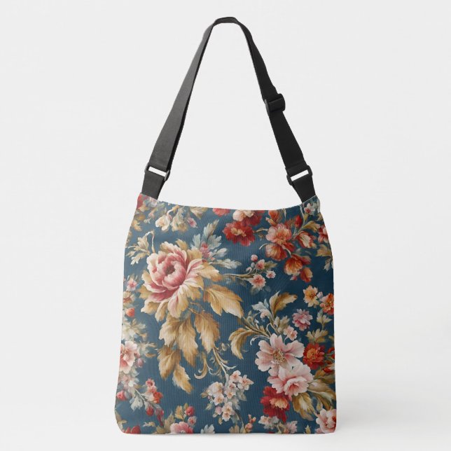 Bolso Cruzado Sofisticado diseño floral italiano hermoso (Anverso)