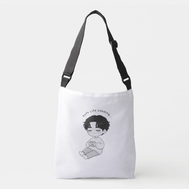 Bolso Cruzado Soft Life Loading Cozy Chibi Boy Tea (Anverso)