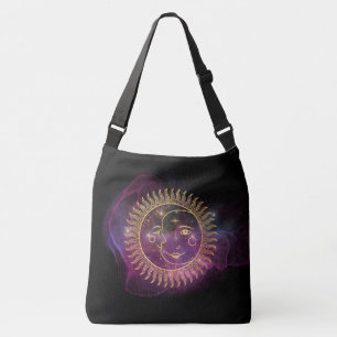 Bolso Cruzado Sol celeste púrpura y luna