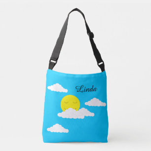 Bolso Cruzado Sol sonriente con nubes: turquesa