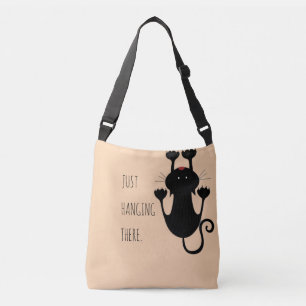 Bolso Cruzado Sólo colgando ahí personalizado negro texto divert