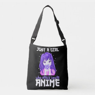 Bolso Cruzado Sólo un Chica que ama realmente a Anime en morado