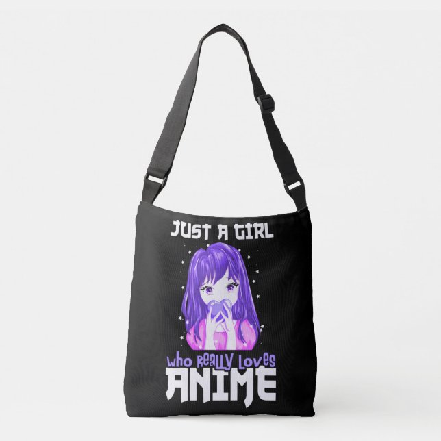 Bolso Cruzado Sólo un Chica que ama realmente a Anime en morado (Anverso)