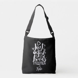 Bolso Cruzado Solo Una Chica Tipografía Moderna de Triatlón en B