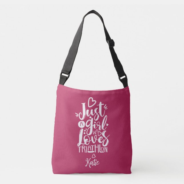 Bolso Cruzado Sólo Una Magenta Guay Chica Y Triatlón Blanco (Anverso)