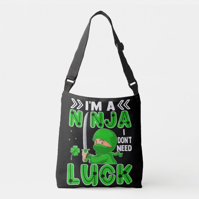 Bolso Cruzado Soy un Ninja, no necesito suerte el Día de San Pat (Anverso)