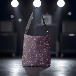 Bolso Cruzado Spooky Cute Dancing Skeleton Music Notes Halloween