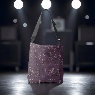 Bolso Cruzado Spooky Cute Dancing Skeleton Music Notes Halloween