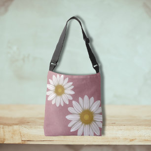Bolso Cruzado Springtime Rosy Pink Daisy con la mano