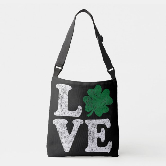 Bolso Cruzado St Patrick's Day LOVE Shamrock Irish (Anverso)
